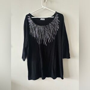 Women’s seventh Avenue black silver blouse top 2X